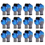 Minsales 12 Pair Safety Gloves - Nylon Nitrile Half Coated, Heat Resistant, Cut Resistant for Industrial Use