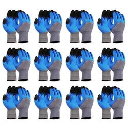 Minsales 12 Pair Safety Gloves - Nylon Nitrile Half Coated, Heat Resistant, Cut Resistant for Industrial Use