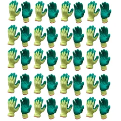 Minsales 20 Pair Safety Gloves - Green Colour,Latex Coated, Reusable for Industrial Use