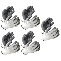 Minsales 5 Pair Safety Gloves 13 Guage, Cut-Resistant, Nitrile Coated, Free Size, for Industrial Use