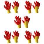 Minsales 5 Pair Safety Gloves - PVC Coating, Cut Resistant, Nylon Shell with yellow Crinkle Finish