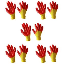 Minsales 5 Pair Safety Gloves - PVC Coating, Cut Resistant, Nylon Shell with yellow Crinkle Finish