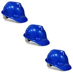 Gravitech Pack of 3 Blue HDPE Safety Helmet Pin Lock Type Adjustment for Industrial Use (STRONG CAP-P)