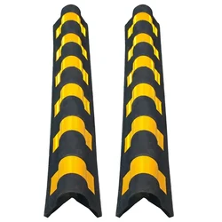 Minsales 1000 mm Pack of 2 Parking Safety Pillar - Rubber, Corner Bounce Shape, With Yellow Reflective Tape