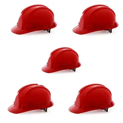 Minsales Ratchet Safety Helmet - Red Colour, Hard Hat For Construction and Industrial Work ( Pack of 5 )