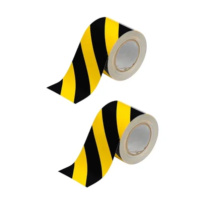 Minsales Yellow and Black Reflective Tape - 2 Inch x 5 Meter, Radium, Water Proof ( Pack Of 2 )