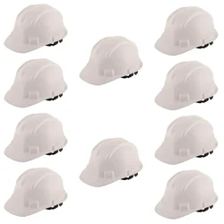 Heavy Duty Pack of 10 Ratchet Safety Helmet, White Colour, Hard Hat For Construction and Industrial Work