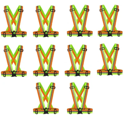 Minsales Reflective Jacket/Vest Belt - Nylon, V-Neck, Unisex-Adult Multicolour ( Pack of 10 )