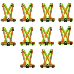 Minsales Reflective Jacket/Vest Belt - Nylon, V-Neck, Unisex-Adult Multicolour ( Pack of 10 )