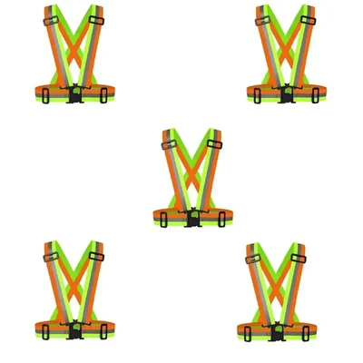 Minsales Pack Of 5,15,50 Pcs Reflective Jacket/Vest Belt - Nylon, V-Neck, Unisex-Adult Multicolour (Pack-5 Pcs)