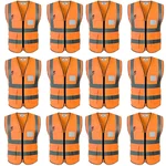 Minsales Pack Of 5,12,30 Pcs Safety Jacket - 4 Pockets, 2 Inch Reflective Stripes & 360° Visibility