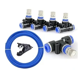 Misting Cooling Kit 10Mtr Pipe, 6mm Atomization Mist Nozzles with Tee Connector & Pipe Cutter 