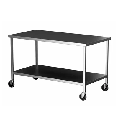 Aayas International Food Prep and Commercial Kitchen Work Table with Under Shelf Caster Wheels (60x24x34 Inches)