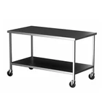 Aayas International Food Prep and Commercial Kitchen Work Table with Under Shelf Caster Wheels (60x24x34 Inches)