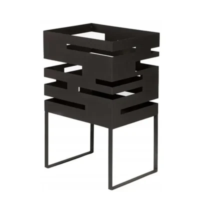 24 Inch Rustic Corten Steel Fire Pit, Modern Cube Fire Bowl for Garden Bonfire Patio and Backyard Heating