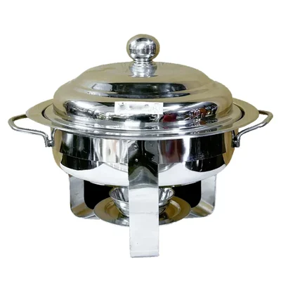 6 Ltr Round Chafing Dish of Modern Look and Stainless Steel Body for Hotel Purpose