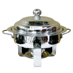 6 Ltr Round Chafing Dish of Modern Look and Stainless Steel Body for Hotel Purpose