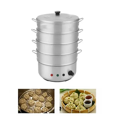 12 inch Electric Operated 4 Tier Momo without Tap, Rice, Corn Steamer For Commercial Use