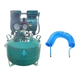 Spear 25 Litres Dental Oil Free Sound Less Air Compressor, 1HP Motor and Recoil Air Hose Pipe Combo