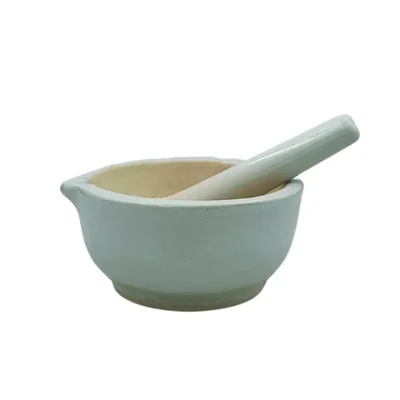 COMETEK 550ml Heavy Duty Porcelain Mortar and Pestle Set with 6-Inch Diameter for Laboratory Grinding and Culinary Spices