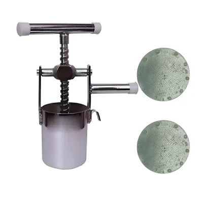 Vinayak Machines Manual Namkeen Bhujia Machine 5 Inch , 50 Kg/Hr with 0 No. Jali (2 Pcs)