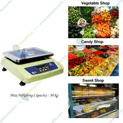 True Weight Table Top MS Digital Weighing Machine, 30kg Capacity (TWT-III-30 Rear) with 1-Year Warranty