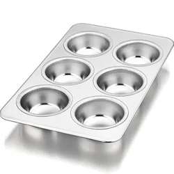 Aluminium Muffin Bakeware Tray 6 cavity for Muffins, Cupcakes and more(Pack-1 pc)