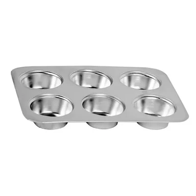 Aluminium Muffin Bakeware Tray 6 cavity for Muffins, Cupcakes and more(Pack-1 pc)