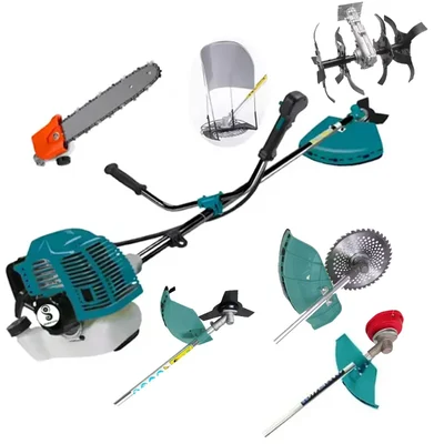 GRAMSTRONG 5 In 1 Multi-Attachment 2 Stroke 52 cc Sidepack Premium Brush Cutter with Round Tiller and Polesaw Attachment