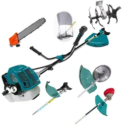 GRAMSTRONG 5 In 1 Multi-Attachment 2 Stroke 52 cc Sidepack Premium Brush Cutter with Round Tiller and Polesaw Attachment