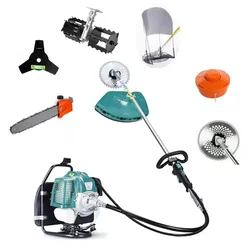 GRAMSTRONG 4 Stroke Grass Cutter With 5  Attachments of Chainsaw, Cross Tiller, 3T Blade, TCT Blade, Nylon Trimmer