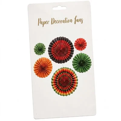 Multi Colour set of 6 Pcs Colourful Foldable Hanging Paper Decoration Fans for Party Background Backdrop Decor(Pack-100)