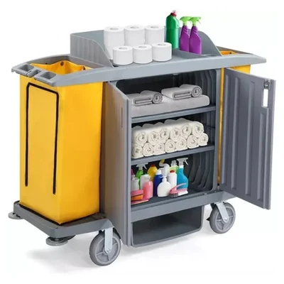 Heavy Duty Large Multi function Housekeeping Service Cart, 50 Kg Load Capacity 