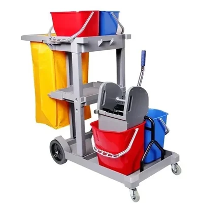 Heavy Duty Plastic Multifunction Janitorial Cart with 5 Shelves