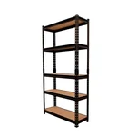 Blueboy 60 x 24 x 12 Inches 5 Wooden Shelves Boltless Adjustable Multipurpose Storage Rack