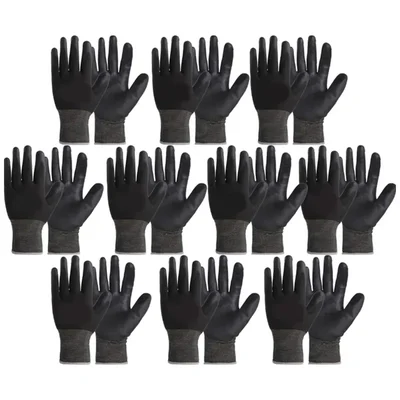 Super Safety Multi Purpose Black PU Coating Glove - Pack of 10(Size-M)