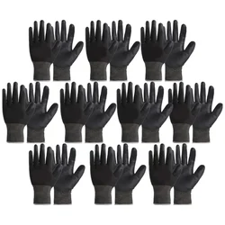 Super Safety Multi Purpose Black PU Coating Glove - Pack of 10(Size-M)