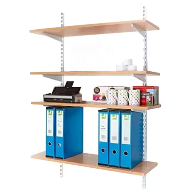 ALIJA 48 x 34 x 11 Inches 4 Wooden Wall Shelves Slotted Channel & Adjustable Multipurpose Rack With Accessories