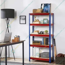Blueboy 96 x 48 x 24 Inches 5 GI Shelves Boltless Adjustable Multipurpose Rack (Red and Blue)