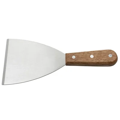 Smart Chef 5 Inch Stainless Steel Scraper Spatula with Wooden Handle, Professional Dough Scraper (HM40303)(Pack-1 pc)