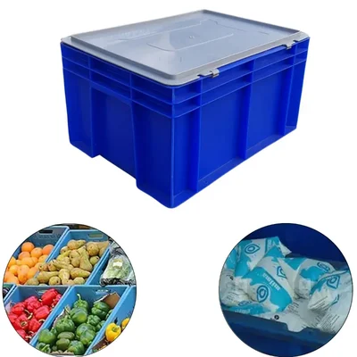 SINGHAL 20 Ltr Multipurpose Plastic Crate with Lid, 400x300x210 mm