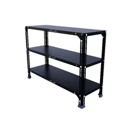 Alija 24 x 33 x 15 Inch 3 Shelves Multipurpose Storage Rack (Color-Black,Gauge-24 Gauge Shelves & 18 Gauge Angle)