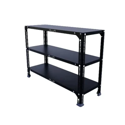 Alija 24 x 33 x 15 Inch 3 Shelves Multipurpose Storage Rack (Color-Black,Gauge-24 Gauge Shelves & 18 Gauge Angle)