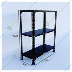 Alija 36 x 29 x 12 Inch 3 Shelves Multipurpose Storage Rack(Color-Black,Gauge-24 Gauge Shelves & 18 Gauge Angle)