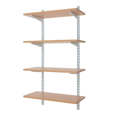 ALIJA 48 x 23 x 11 Inch 4 Wooden Shelves Slotted Channel & Adjustable Multipurpose Rack With Accessories