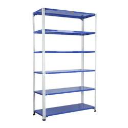 Premium Quality 78 x 41 x 18 Inch 6 Shelves Powder Coated Metal Rack For Multipurpose Use (22 Gauge Shelves & 16 Gauge Angle)(Color-Blue Shelves & Ivory Angle )