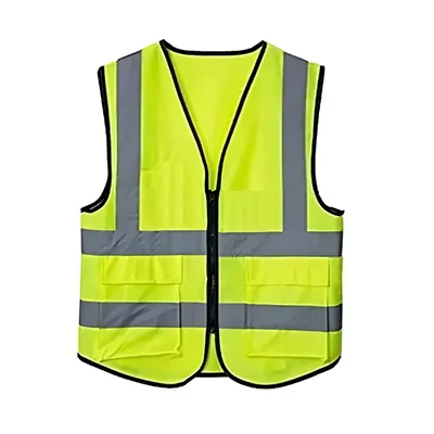 Minsales Safety Jacket - 2 Pockets, 360° Visibility Multipurpose With 2 Inch Reflective Stripes At Front & Back