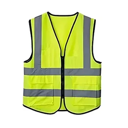 Minsales Safety Jacket - 2 Pockets, 360° Visibility Multipurpose With 2 Inch Reflective Stripes At Front & Back