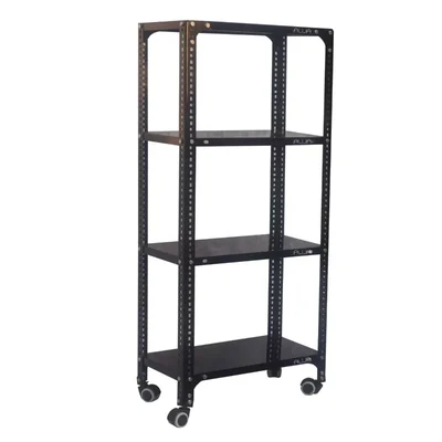 Alija 48 x 23 x 12 Inch 4 Shelves Black Color Multipurpose Storage Rack With Caster Wheel