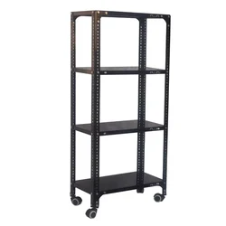 Alija 48 x 23 x 12 Inch 4 Shelves Black Color Multipurpose Storage Rack With Caster Wheel 